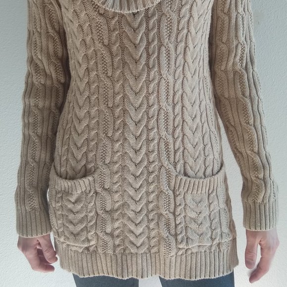 Jeanne Pierre Cowl Neck Sweater Dress, Tan, Size S - Picture 2 of 4